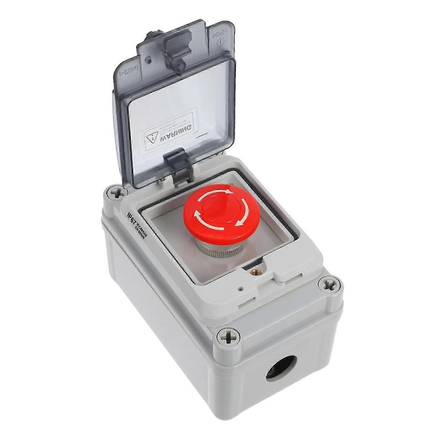Waterproof Emergency Stop Push Button with Transparent Cover, Durable for Outdoor Use Ref: 3551