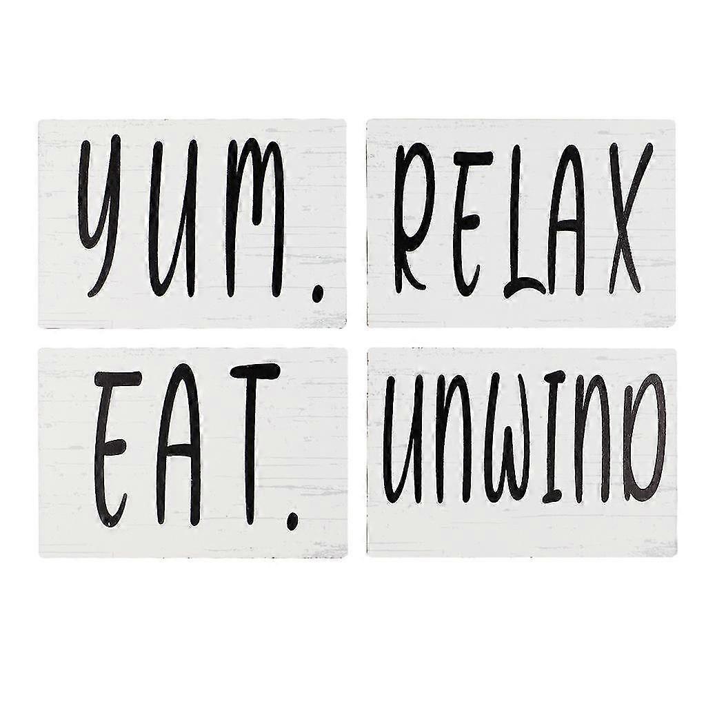 4pcs Relax Unwind Signs Printed Blocks Kitchen Dining Room Window Decorative 2025