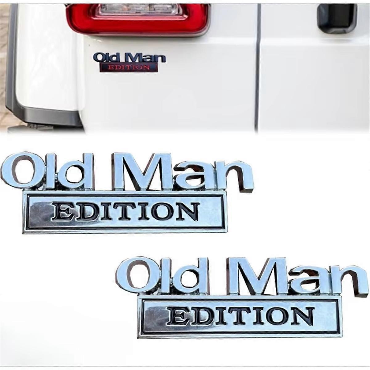 2PCSOld Man Edition Car Emblem 3D Metal Sticker Badges Old Man Addition Car Emblem Waterproof Rustpr