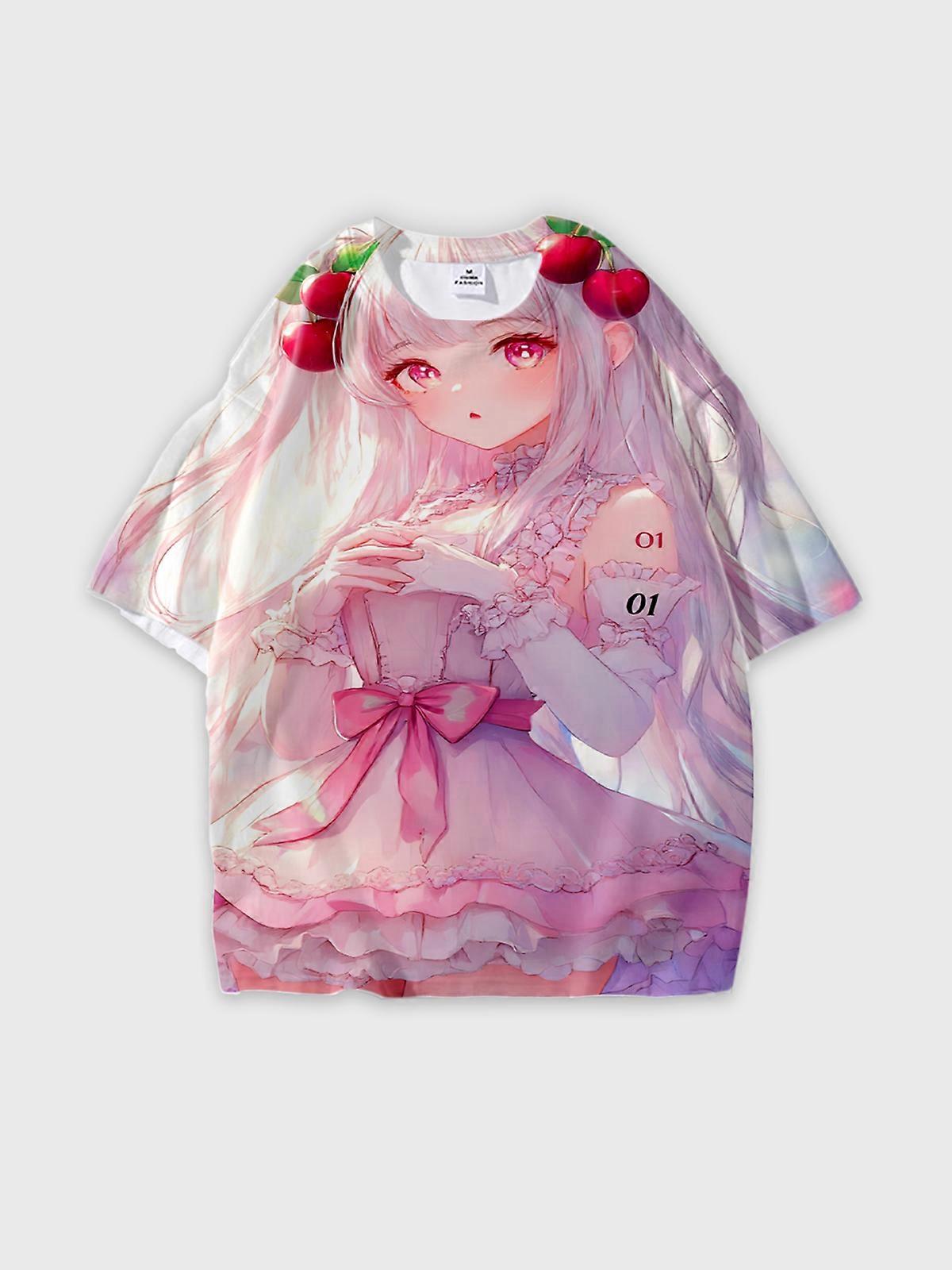 T-Shirt Short Sleeve Round Neck, Summer Casual Loose Graphic Tee, Unisex Pattern W1804