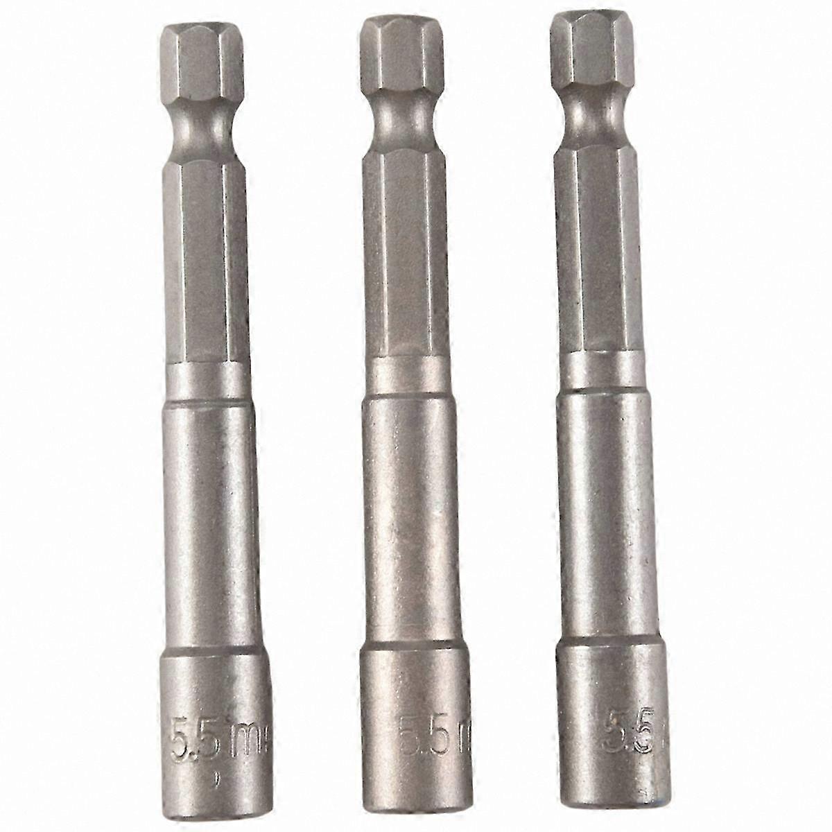 3-Piece Magnetic Hex Socket Driver Bit Set, 65mm Length, 5.5mm Size