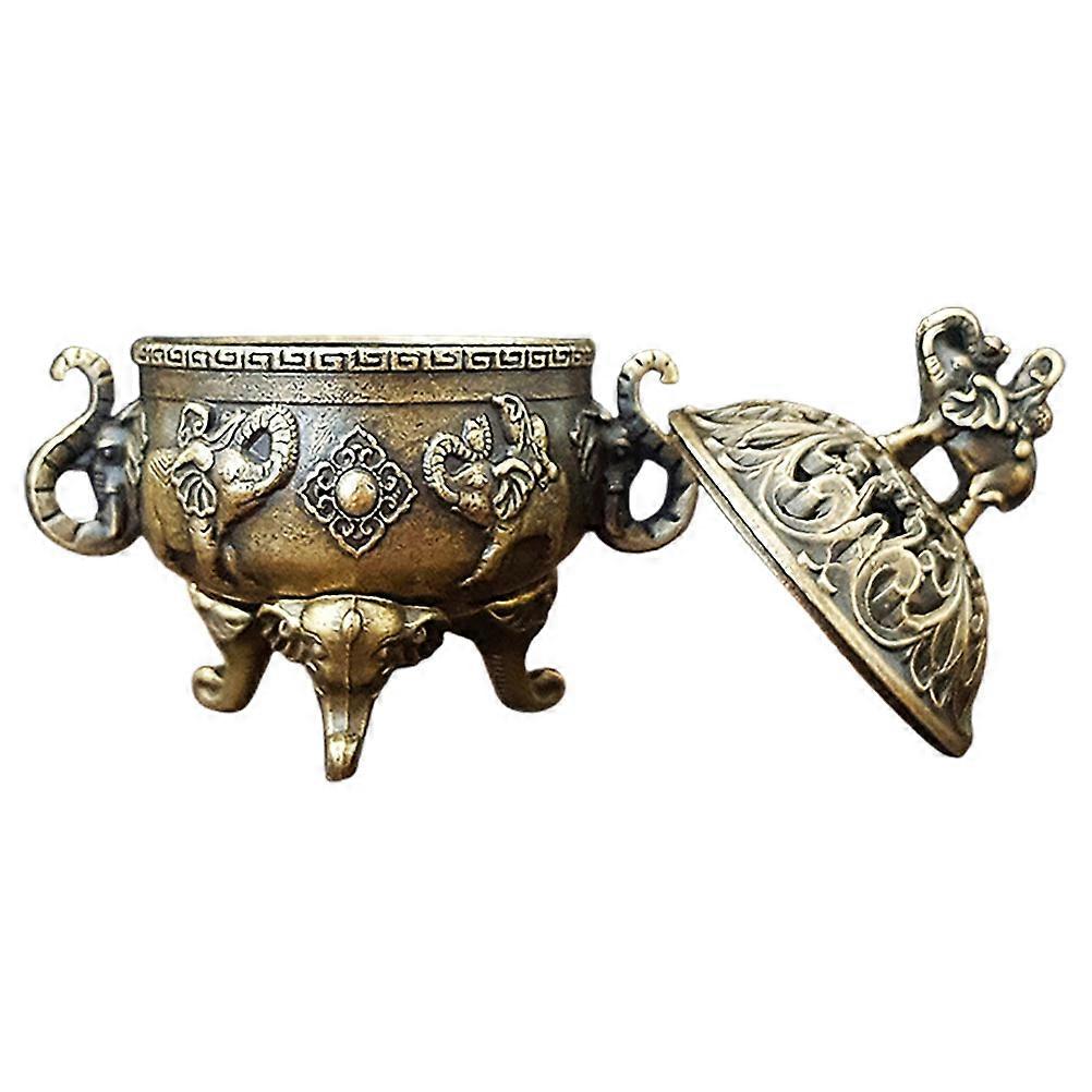 Dark Brown Mini Copper Incense Burner with Lid for Aromatherapy