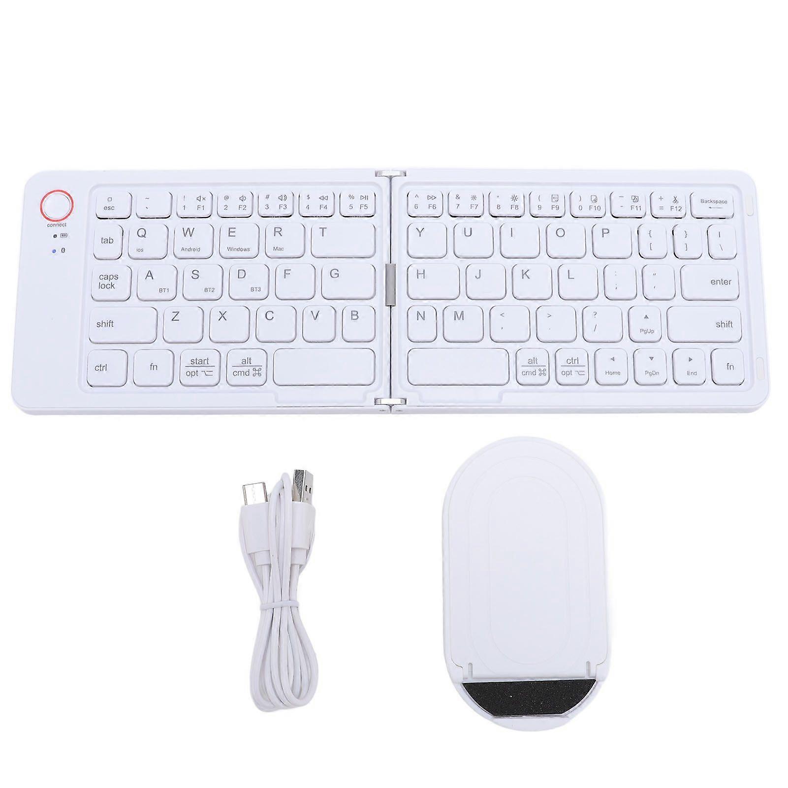 Foldable Bluetooth Keyboard 67 Keys Rechargeable Magnetic Slim Universal Portable Wireless Keyboard for Phone Tablet Laptop White