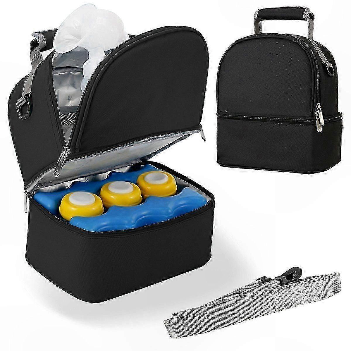 Insulated Breast Milk Cooler Bag with Built-in Ice Packs for Baby Feeding on the Go