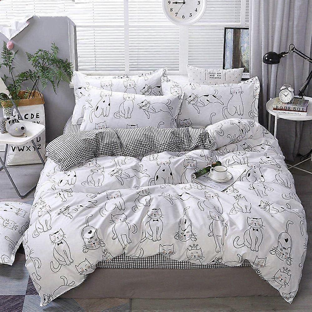 s630 Boys Duvet Cover Set King Cat Cartoon Animal 3D Pattern 3 Pieces Bedding Set Microfiber Comforter Cover With 2 Pillowcases, Zipper Closure, Soft