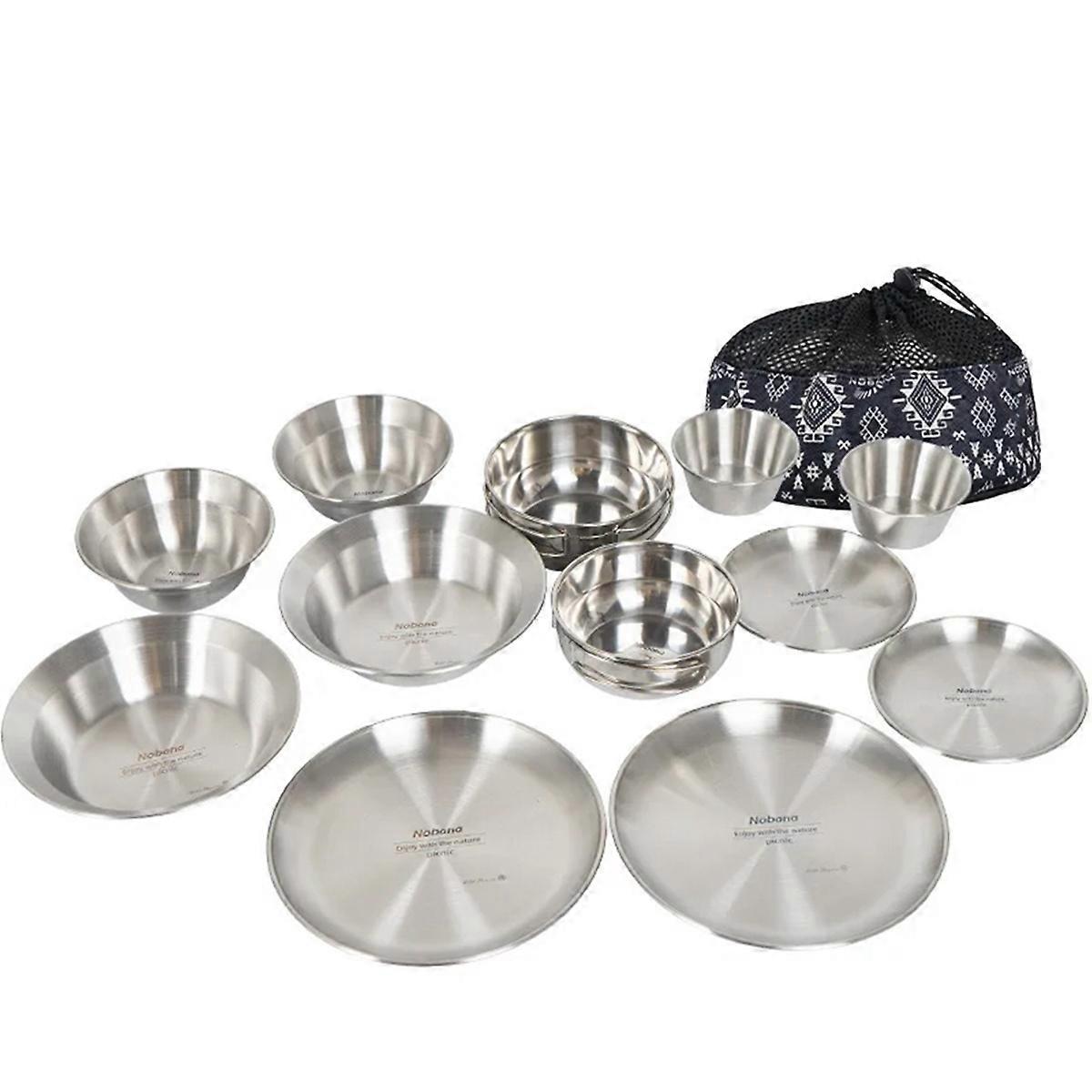 12PCS Outdoor Tableware Set Camping Tableware Home Dining Bowl Plate