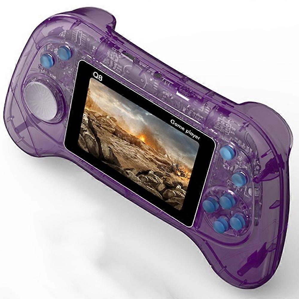4pc Q8 Kids Retro Handheld Game Console Built-In 800 Games - Transparent Purple