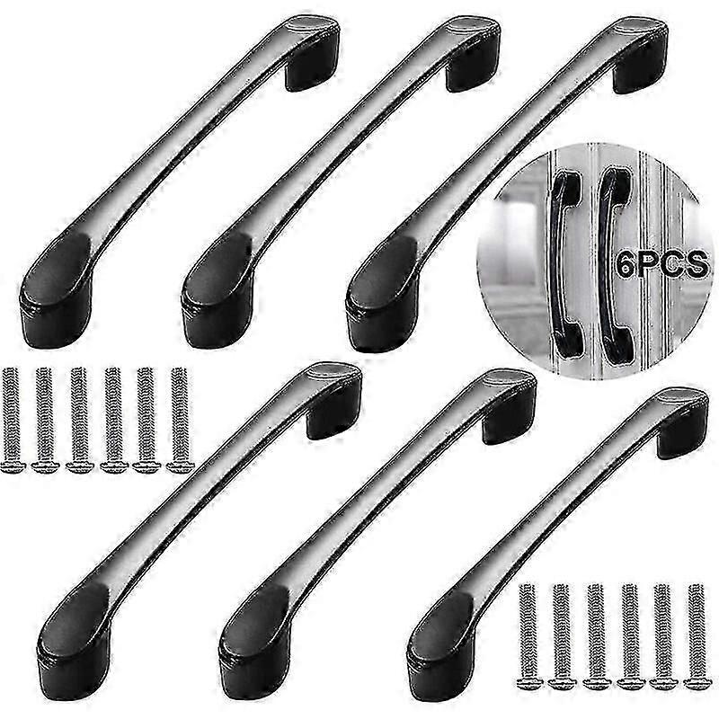 6x Black Drawer Pulls 96mm Zinc Alloy Modern Style Furniture Handle with Screws