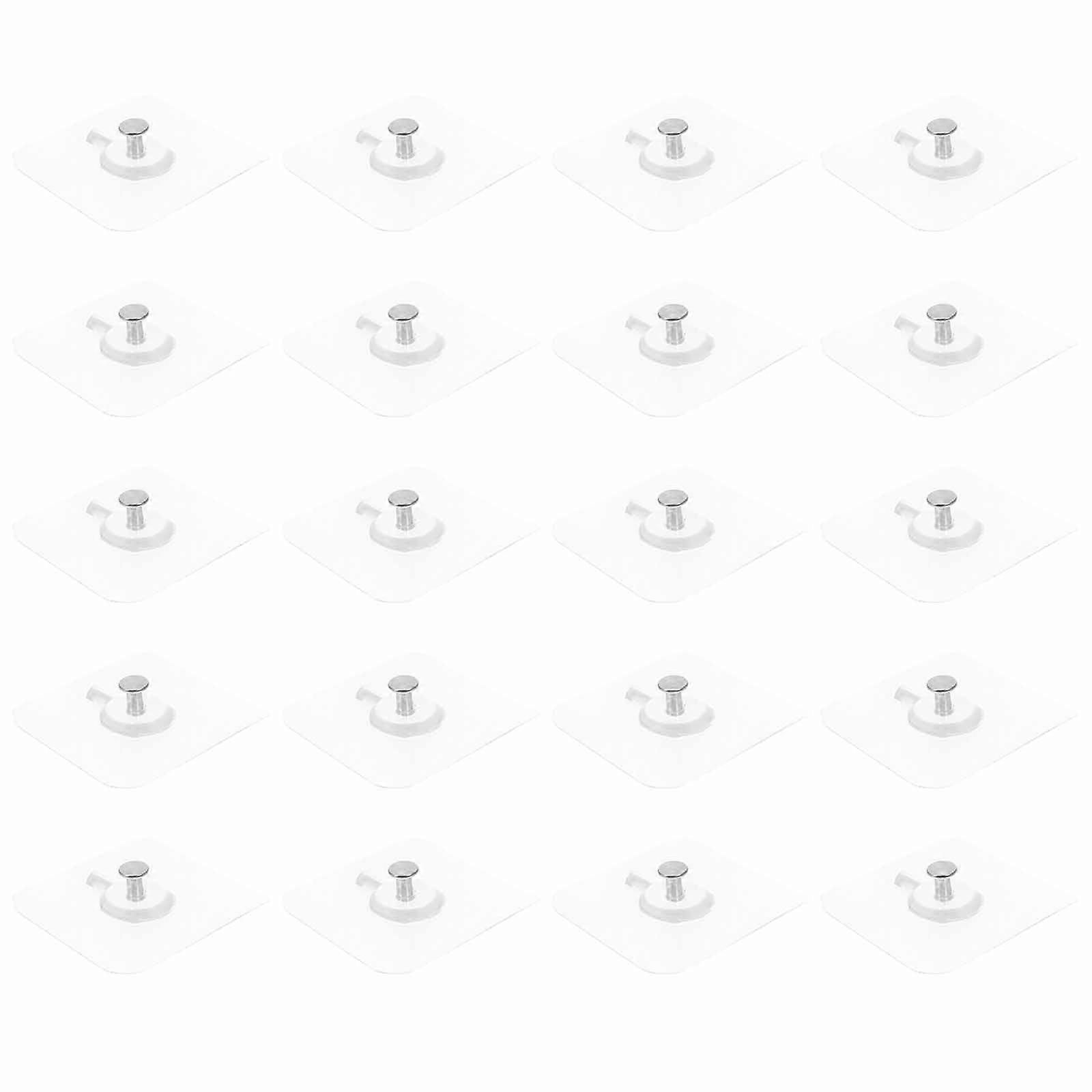 Removable Wall Hook Versatile Heavy-Duty Plastic Hooks Indoor Use Smooth Surface Application PVC Steel 2.3×2.3×0.7in 20Pcs