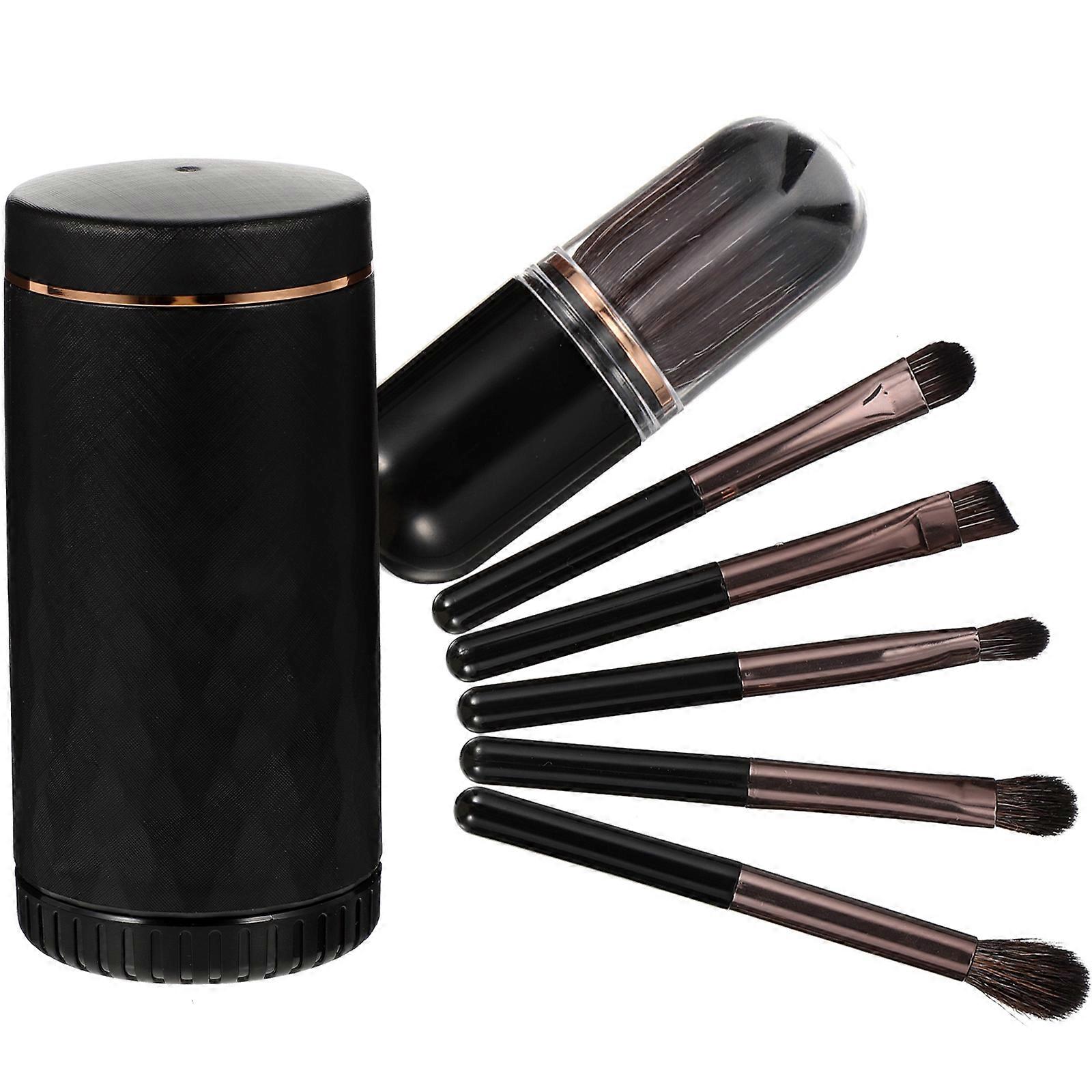 4Sets Professional Cosmetic Brush Set for Makeup Use with Mirror Black