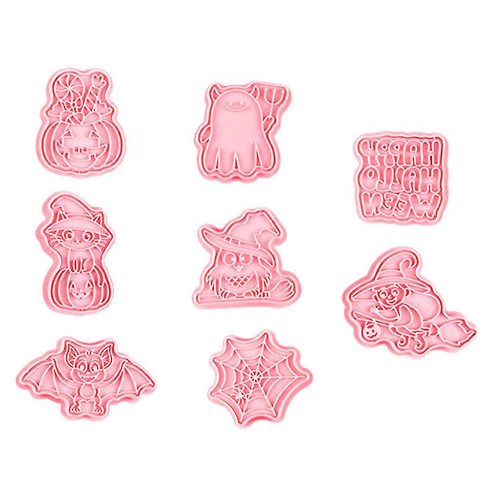 Halloween Mold Cookie Stamp for Baking 4Sets Pink Biscuit Pattern Maker
