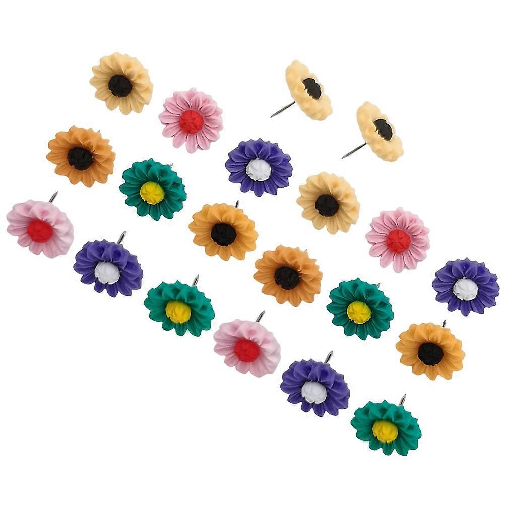 Convenient Thumb Tacks Ideal For Geography Lessons Featuring Assorted Color Sunflower Design Perfect For Bulletin Board Use 40 Pcs