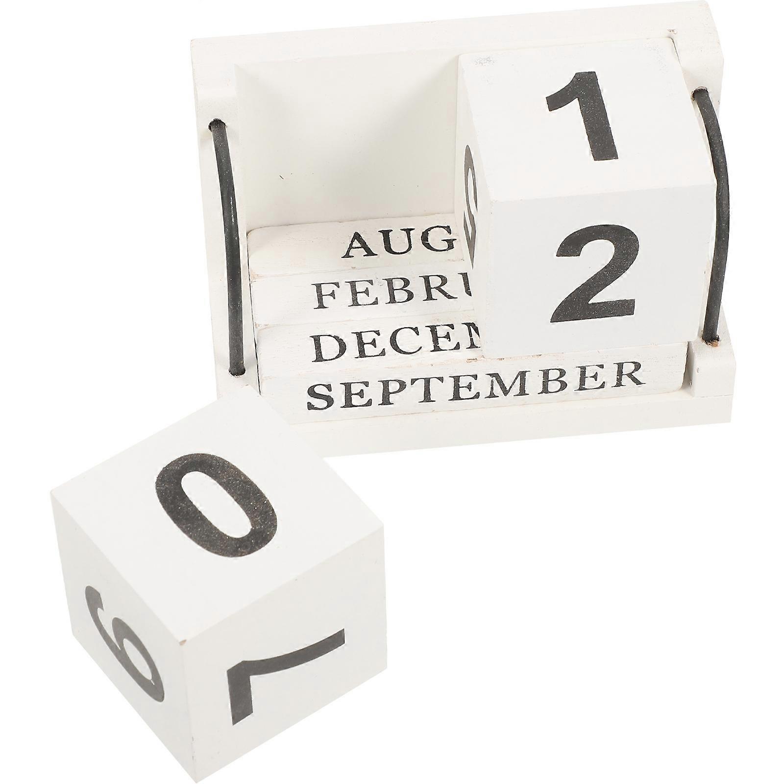 Perpetual Wooden Calendar Blocks for Desk Decoration with 2Sets