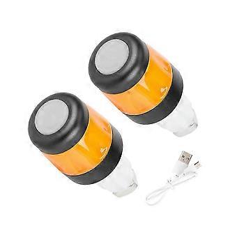 2 stuks Elektrische Scooter Stuurverlichting LED Waarschuwingslicht Stuur Eindstekkers Waterdichte Richtingaanwijzers Zwart + Oranje