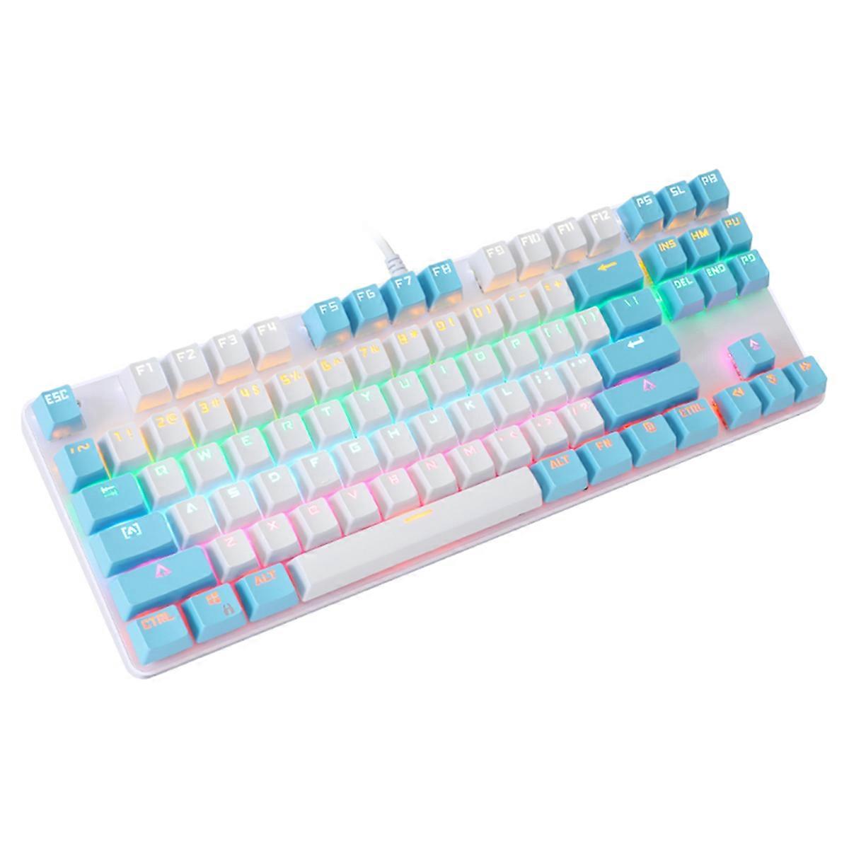 RGB Backlight Gaming Keyboard 87-Key Ergonomics White Color 1Pcs Comfortable Typing