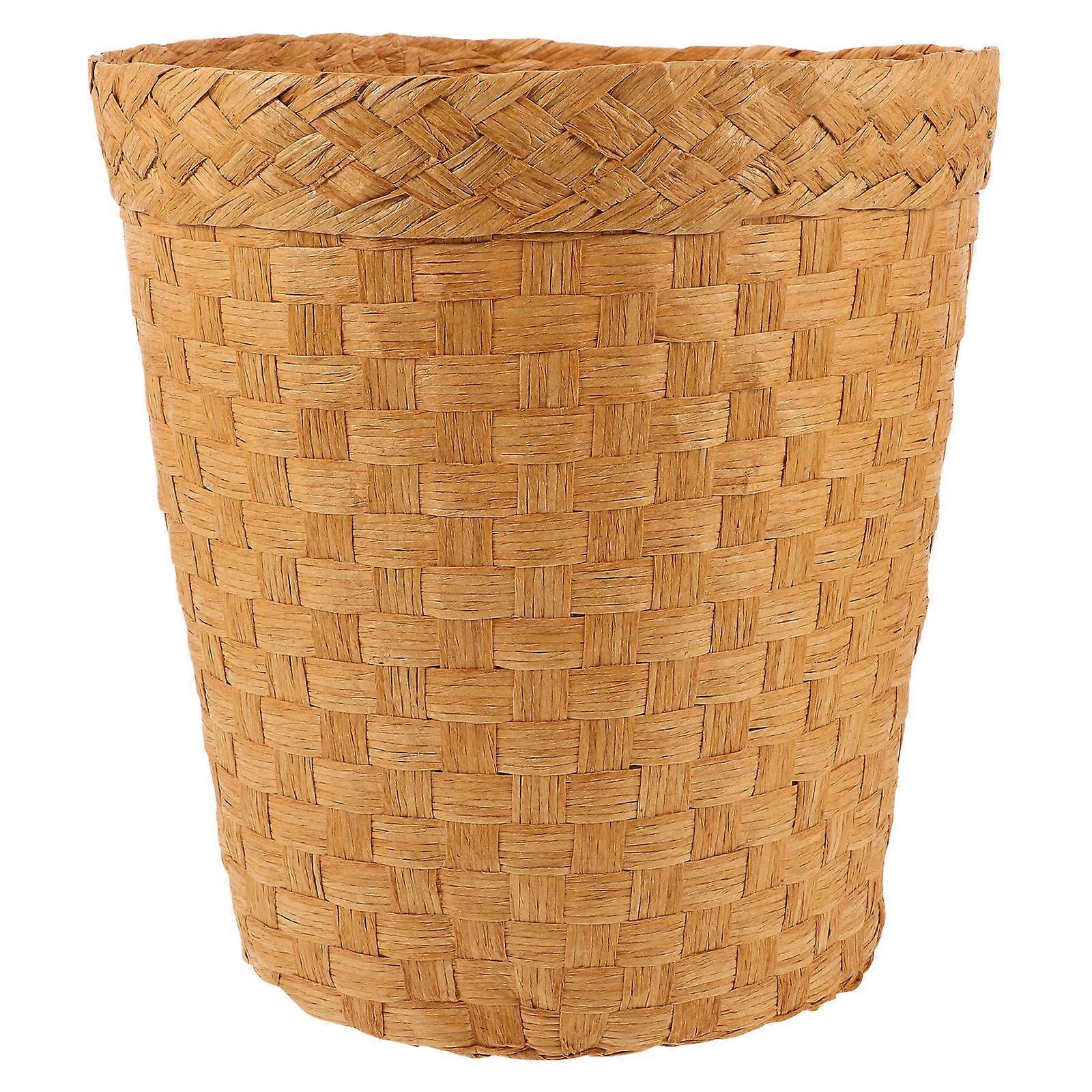 Multipurpose Bamboo Trash Bins for Storage 2Pcs Woven Wastebaskets