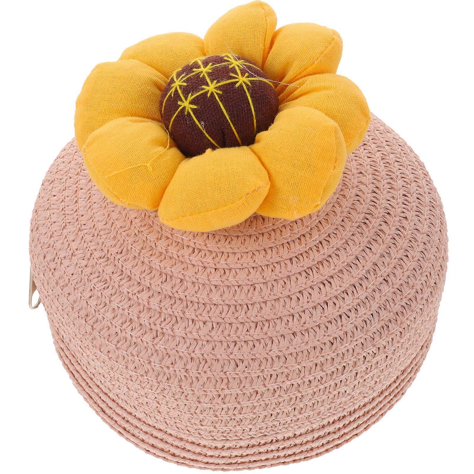 Children's Straw Crossbody Handbag 5Pcs for Summer Beach Shopping Enjoyment in Pink Color Ideal for Kids Party and School