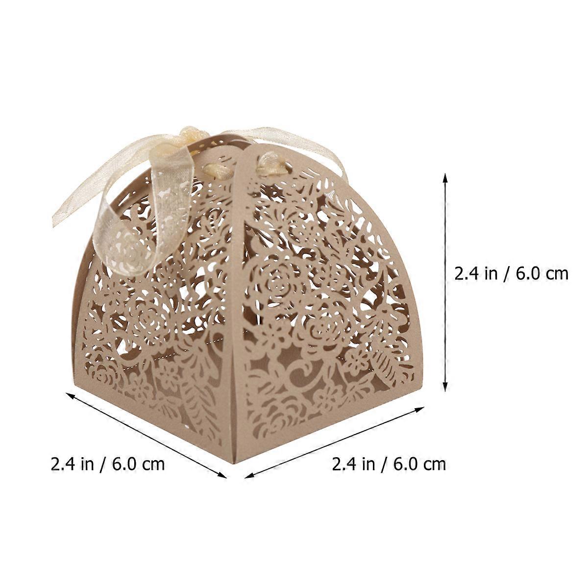 Candy Box Elegant Rose Hollow Candy Box for Wedding 100Pcs Golden