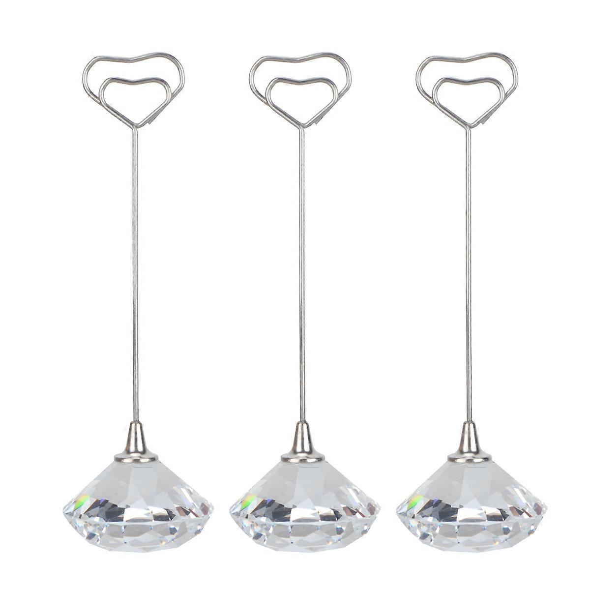 Heart Iron Wire Crystal Note Clip Memo Holder for 6Pcs Place Holders