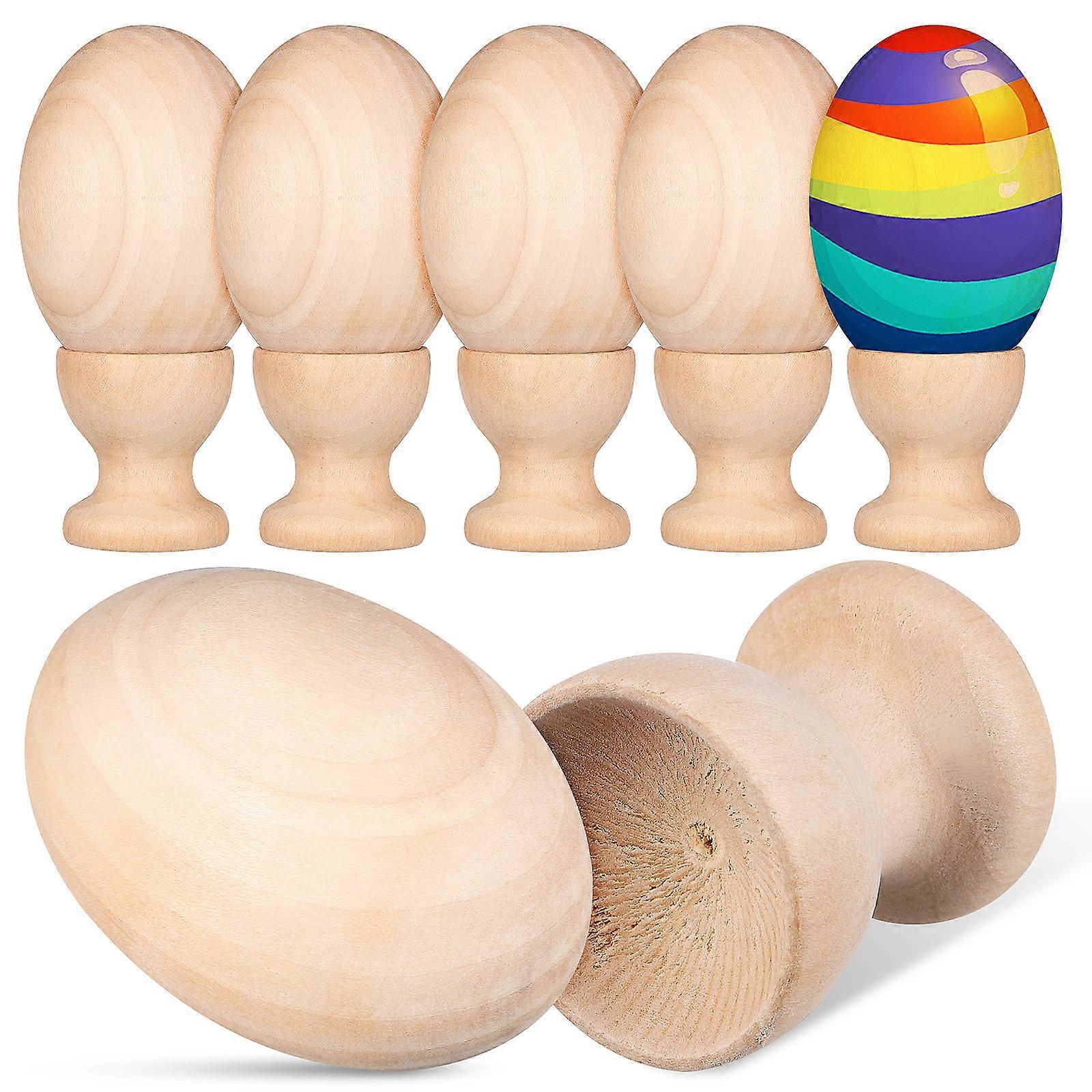 Fake Eggs 24-Pcs Wooden Eggs For Crafts Assorted Color Egg Shape Birthday Party Decoration