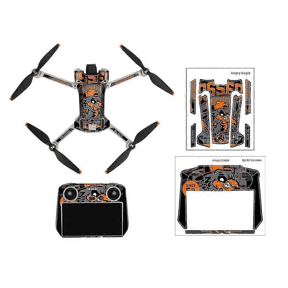 Drone Stickers Set Waterproof Skins Sticker Compatible for DJI Mini 3 Pro Drone and Remote Control 3D Pattern Stickers Protection Accessories