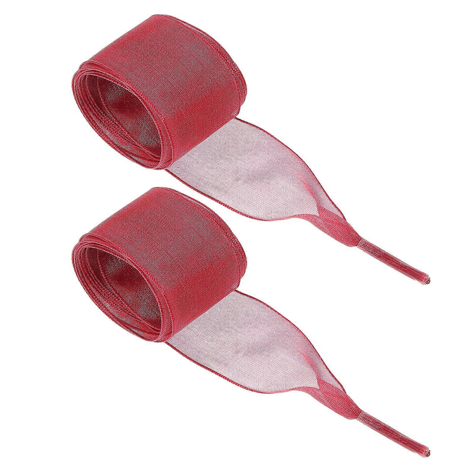 Chiffon Shoe Laces Wide Shoelaces Dark Red for Shoes 1Pair