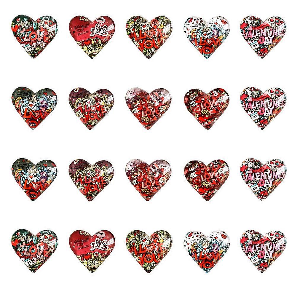 Cartoon Glass Patch Heart Shaped Patch for DIY Decor 20Pcs