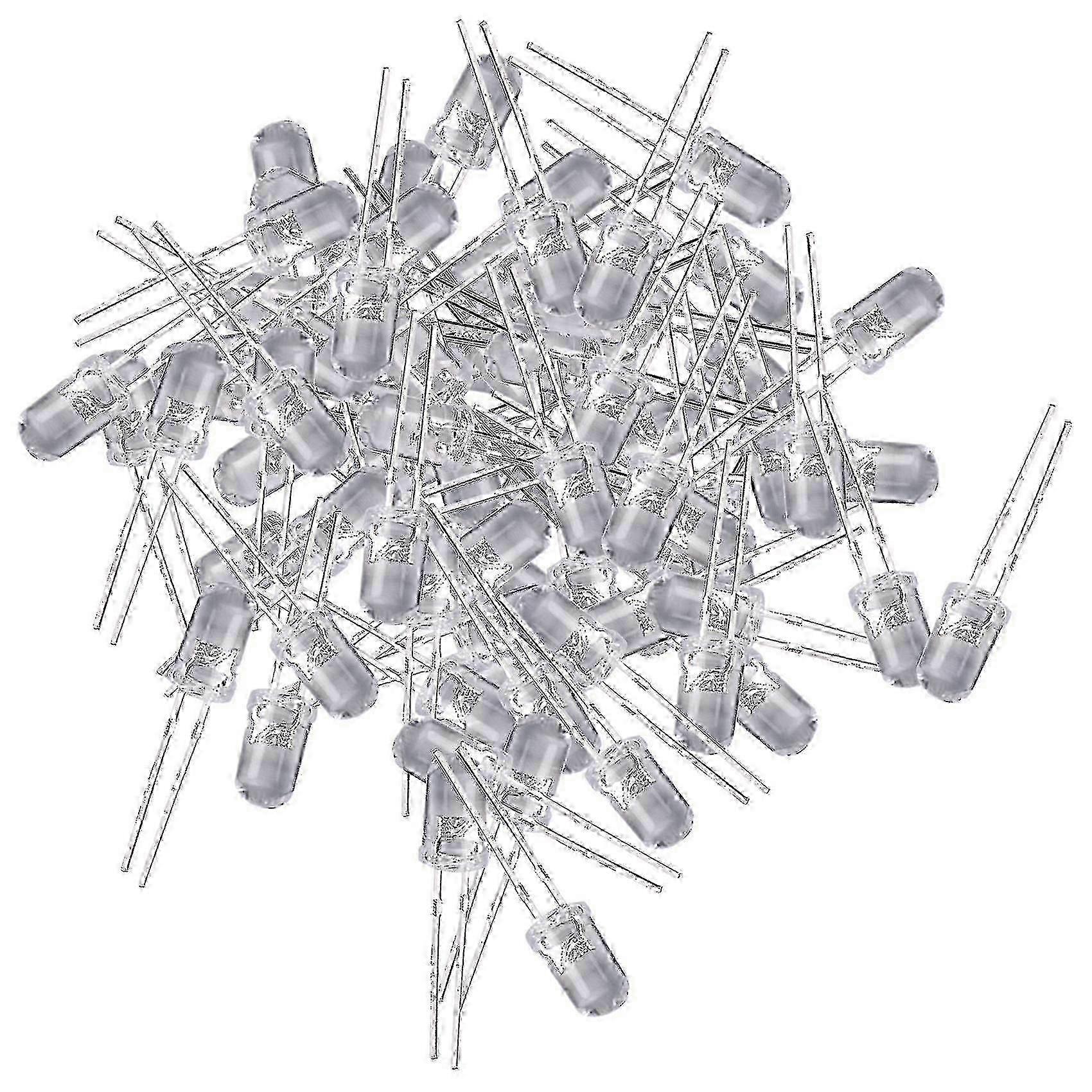 100 Pcs 5mm Warm White Led Diode Lights Dc 3v 20ma Bulb Electronics Components Light Emitting Diode