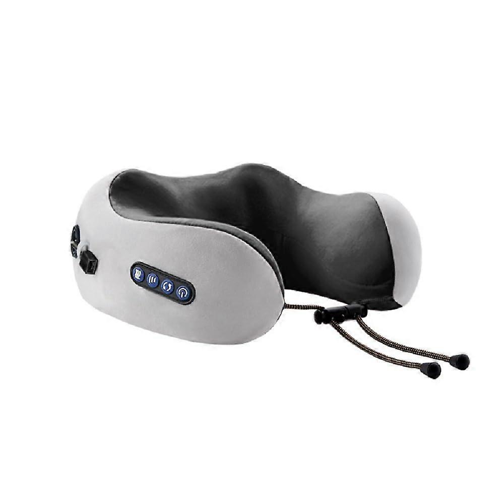 Electric Neck Massager Rechargeable 3 Levels 3 Modes Deep Tissue 3D Kneading UShaped Pillow Gray