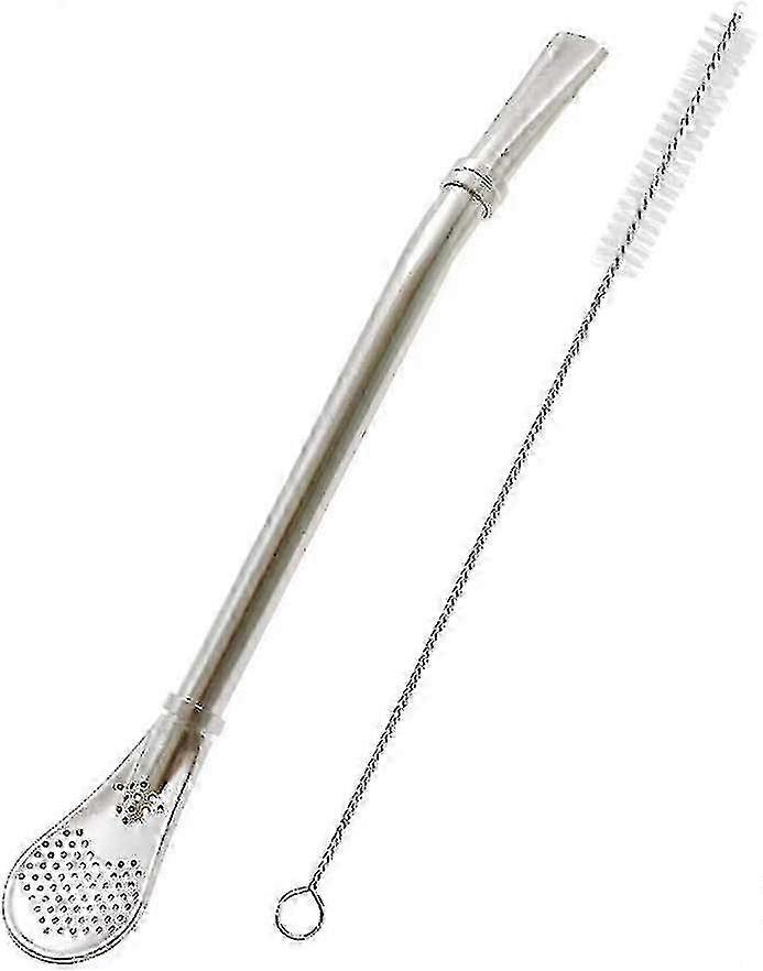 Stainless Steel Straw Spoon With Long Handle Strainer For Drinking Tea. Soup.