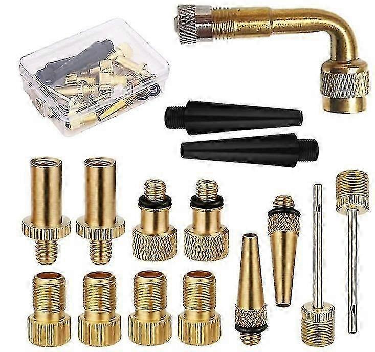 Bicycle Valve Adapter Set 14-Piece Universal for Schrader to Presta Valve Conversion - Durable Bike Tire Repair Kit