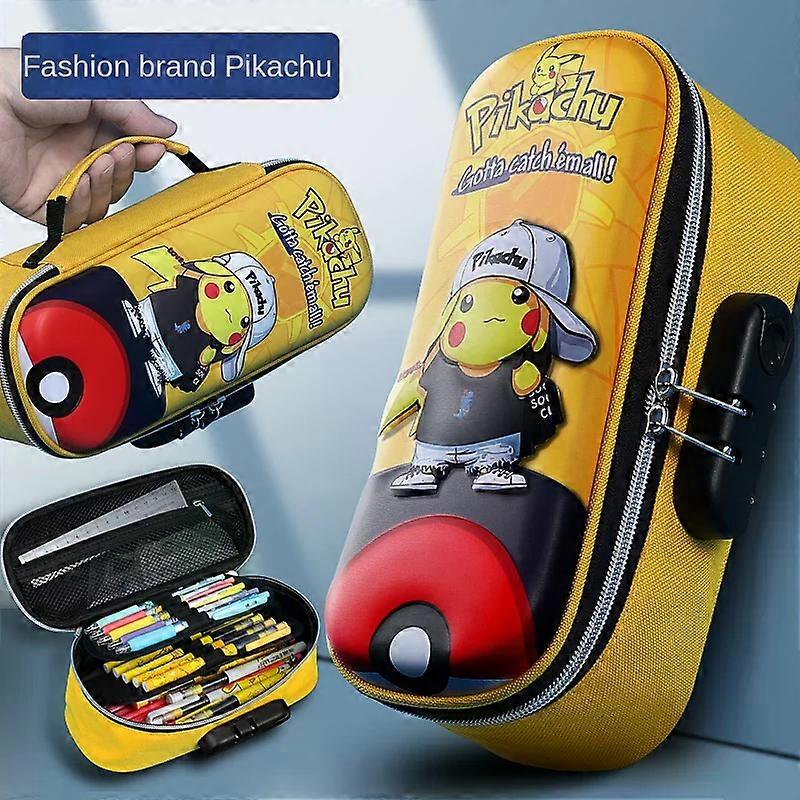 Pokemon Pikachu 3D Three-Dimensional Password Lock Pencil Case Large Capacity Multi-Layer Zipper Stationery Box Boy Girl Gift