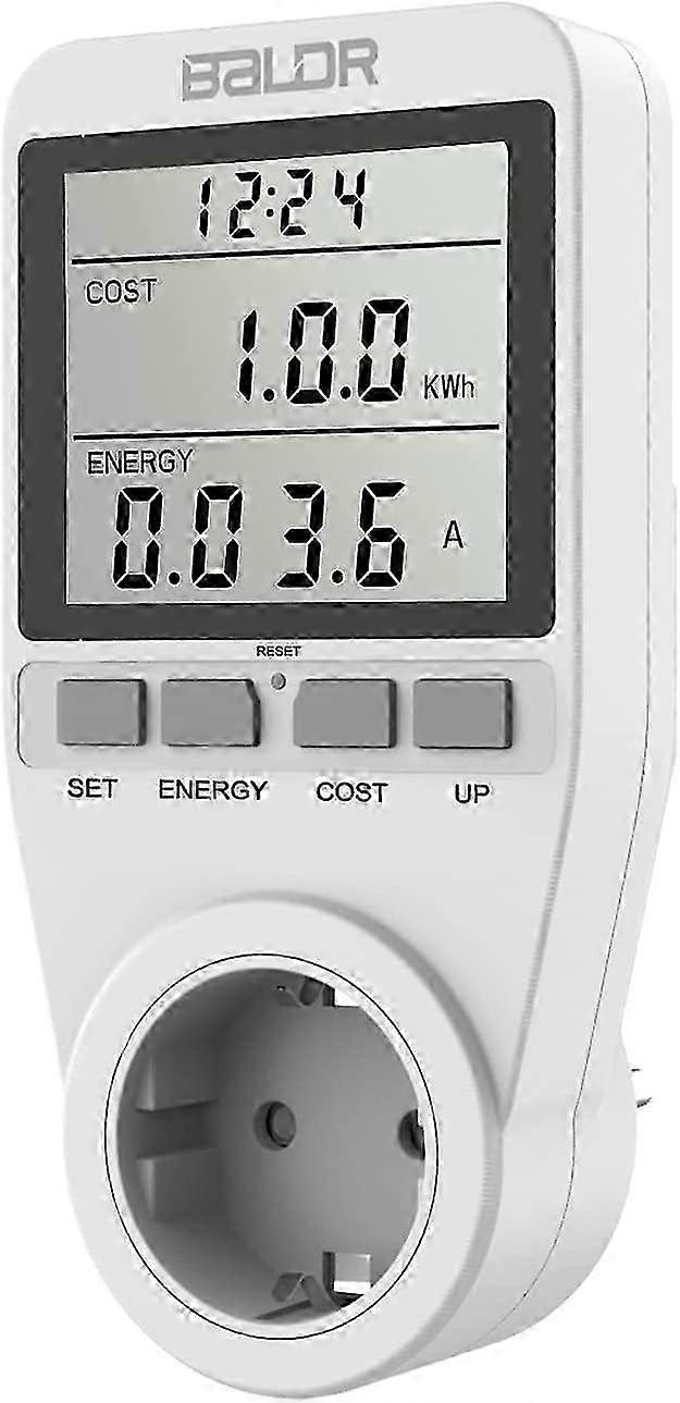 2025 3680W electricity meter, electricity meter for sockets, energy cost meter with large LCD display and maximum overload protection, electricity met