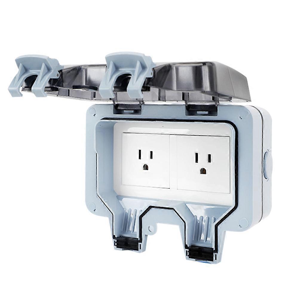 IP66 Outdoor Extension Lead 15A Rainproof Charging Socket Outdoor Double Socket Waterproof Box US Plug