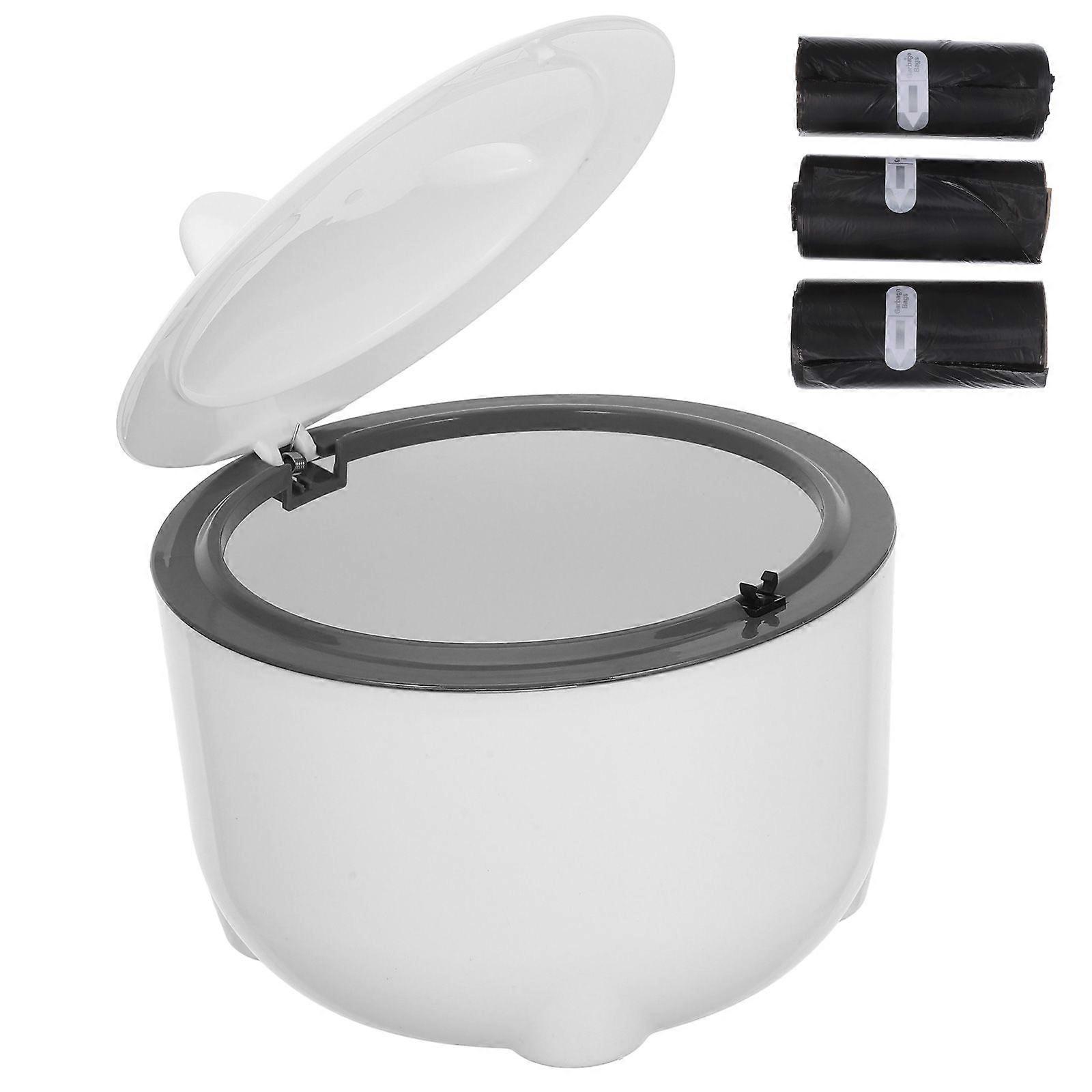 1 Set Enclosed Cat Litter Trash Can with Lid Odor-Sealing Cat Litter Disposal Bin Large Capacity Plastic Trash Can Multi-use Small Garbage Bin