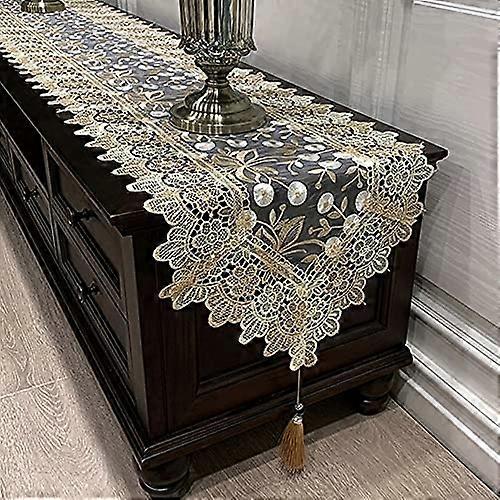 Oval Table Runner Embroidered Lace European Style For Tea Table And TV Cabinet With Tassels