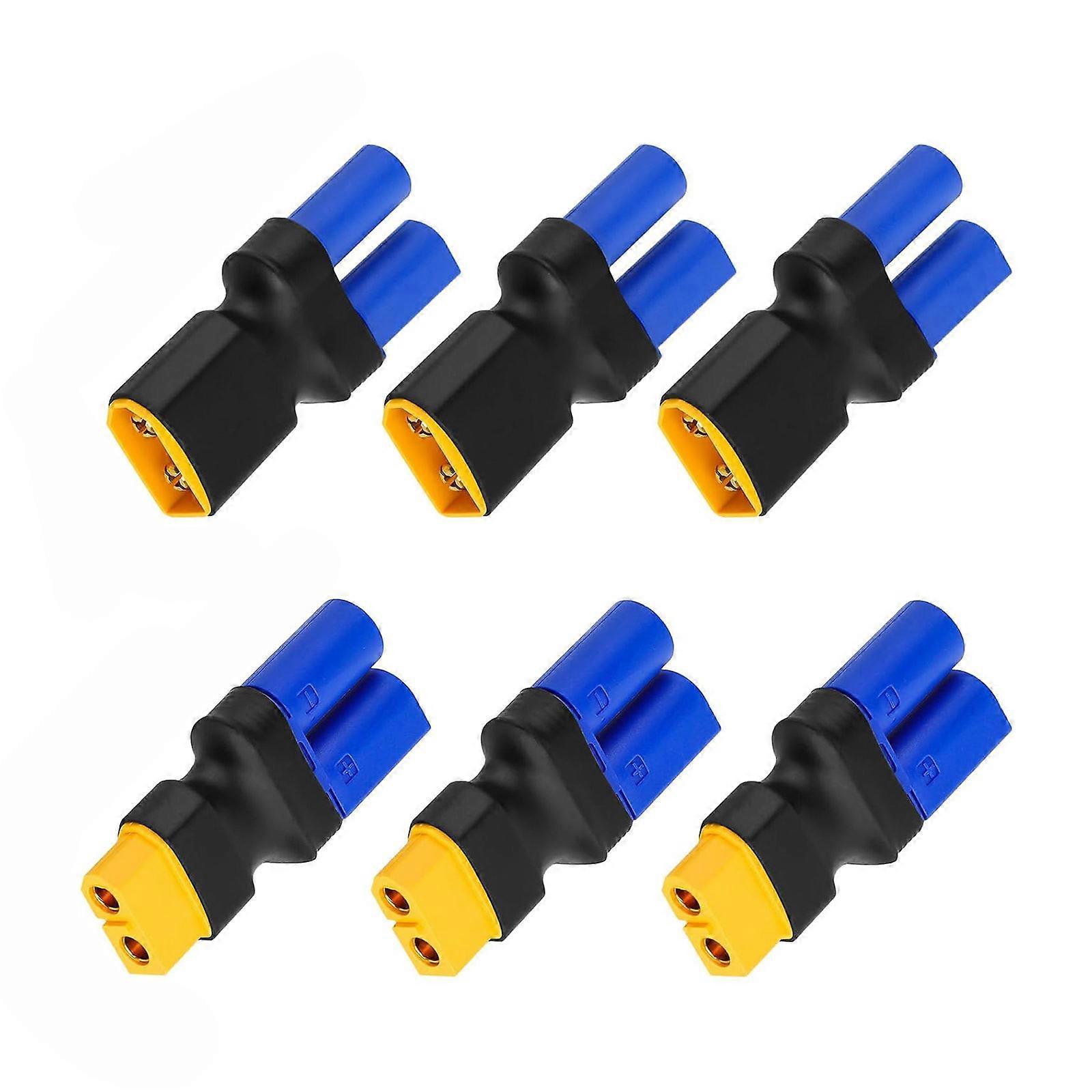 6Pcs XT60 to EC5 Connector Pair Conversion Wireless Power Converter Plug For Remote Control Vehicle Multicolor