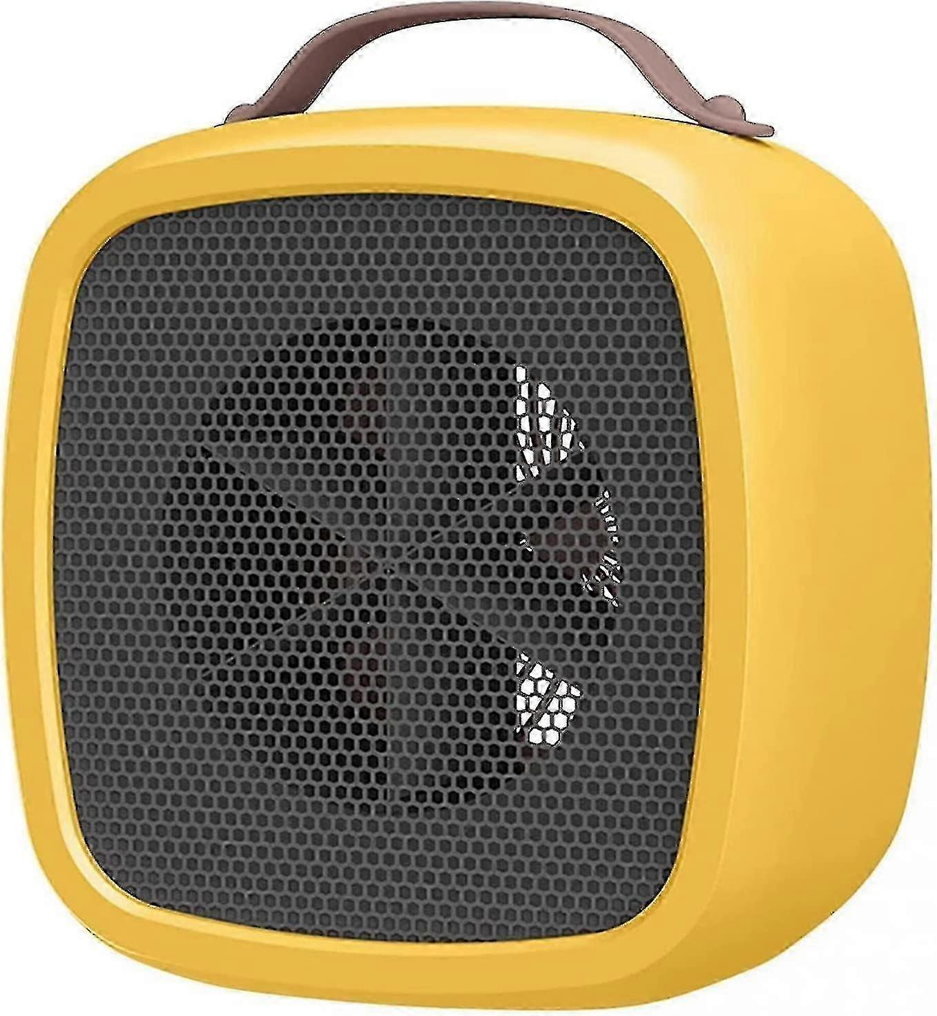 Space Heater, Battery Powered Compact Electric Mini Fan Winter Electric With Thermostat High Output For Home Bedroom Desk Indoor Use, Yellow Edition 0