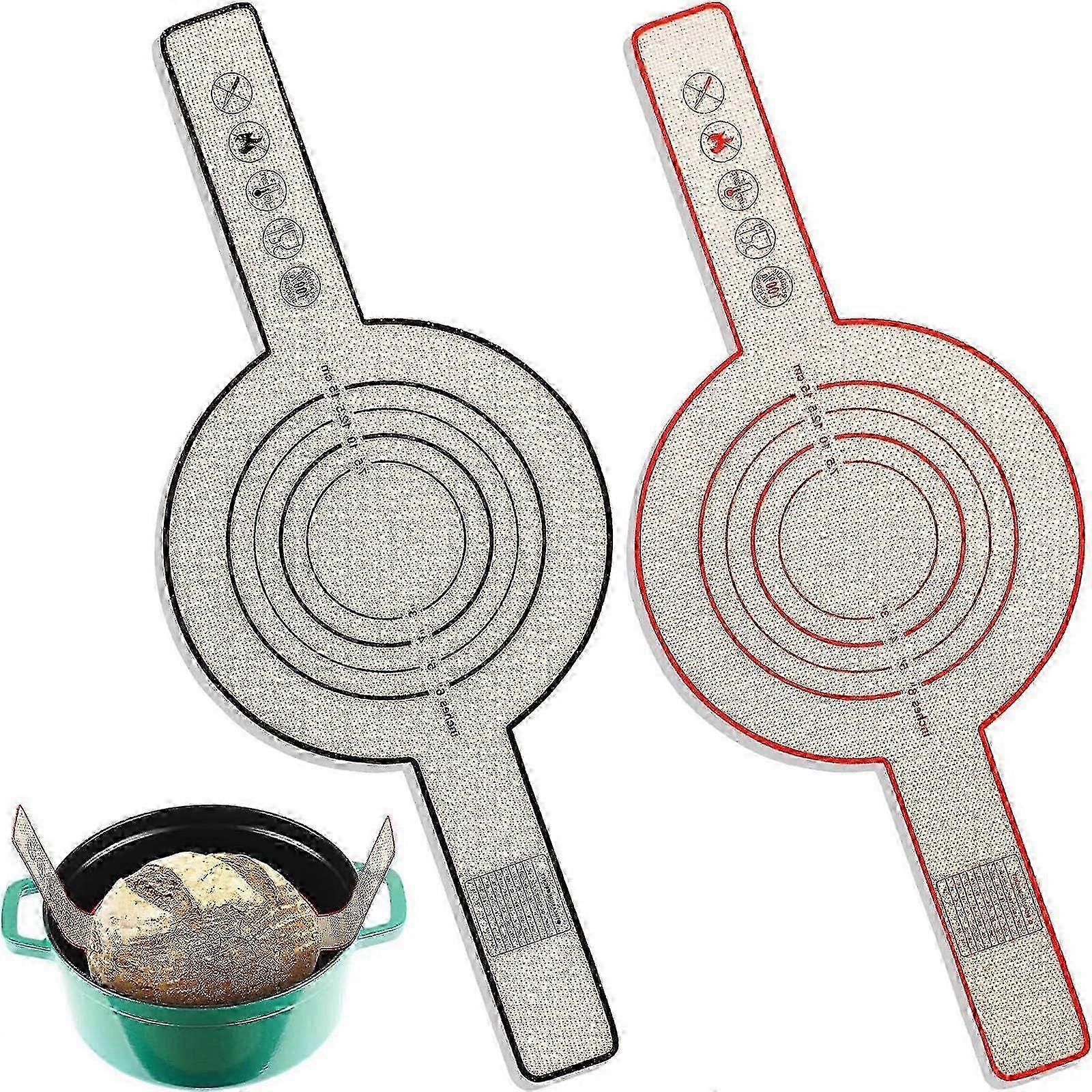 Silicone bread sling for dutch oven 2 pcs non - stick reusable baking mat with handles for easy sourdough transfer