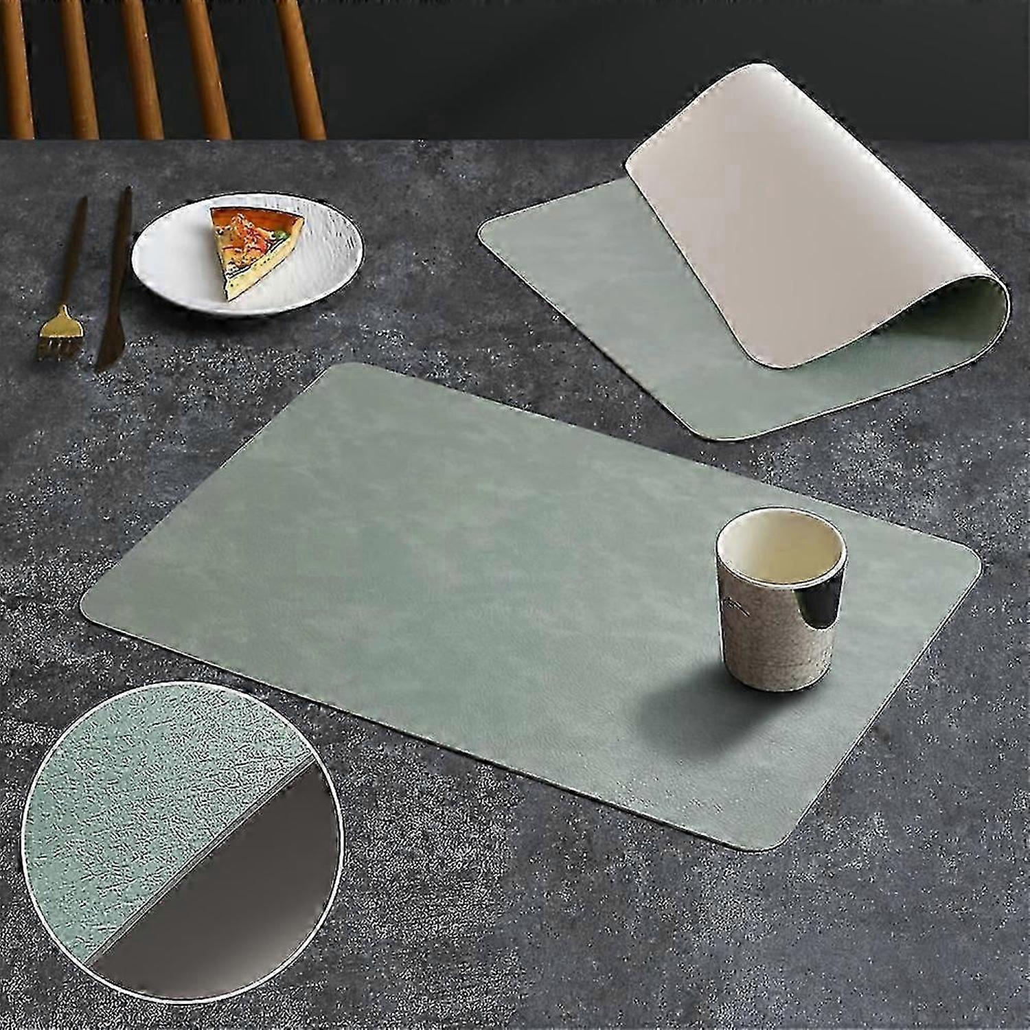 4pcs, Leather Placemats, Rectangular, Waterproof, Heat Insulated Table Mats For Dining Kitchen, Brown Cowhide Pattern Design