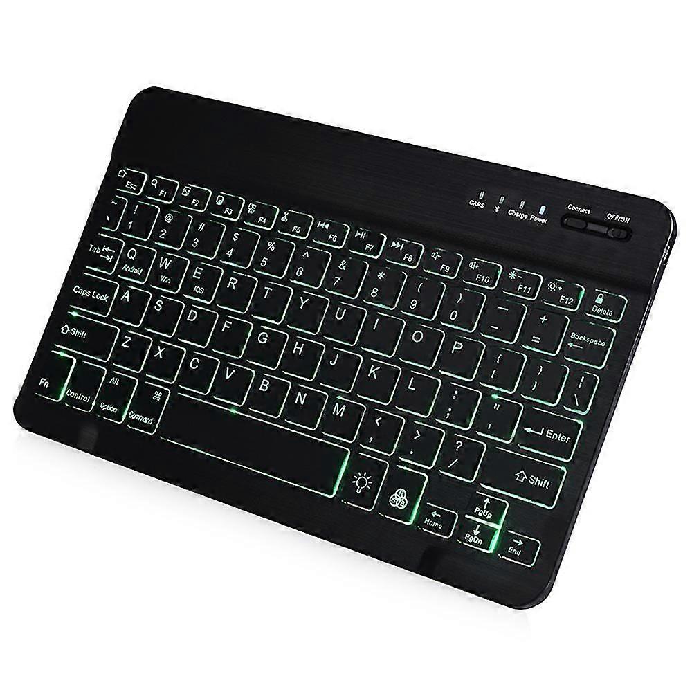 Universal Slim Portable Wireless Bluetooth 7-colors Backlit Keyboard-8-black