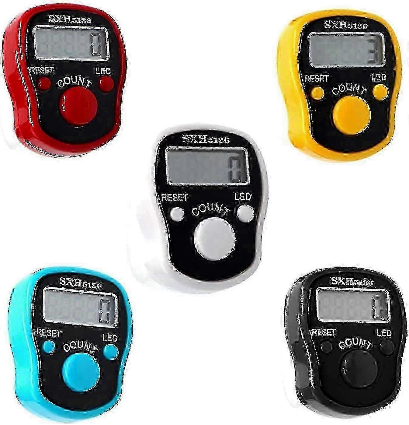 5 Pack Electronic Finger Ring Counter with LED Luminous Display & Clicker for Buddha Tally - f26