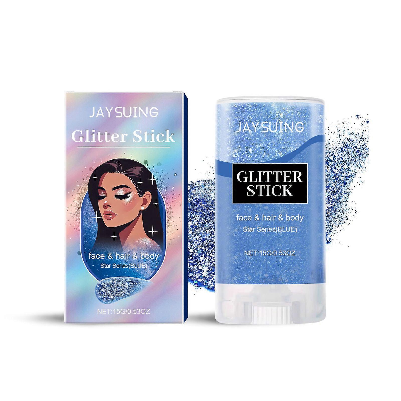 Jaysuing Sequined Glitter Stick (Blue), Party, Dance, Performance, Makeup, Face, Body, Collarbone, Highlight And Shine