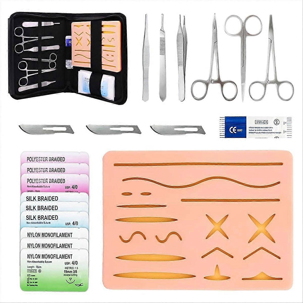 Medical Student - Silicone Suture Pads 17 Pre-Cut WoundSuture Tools Practice Sutures and Needles
