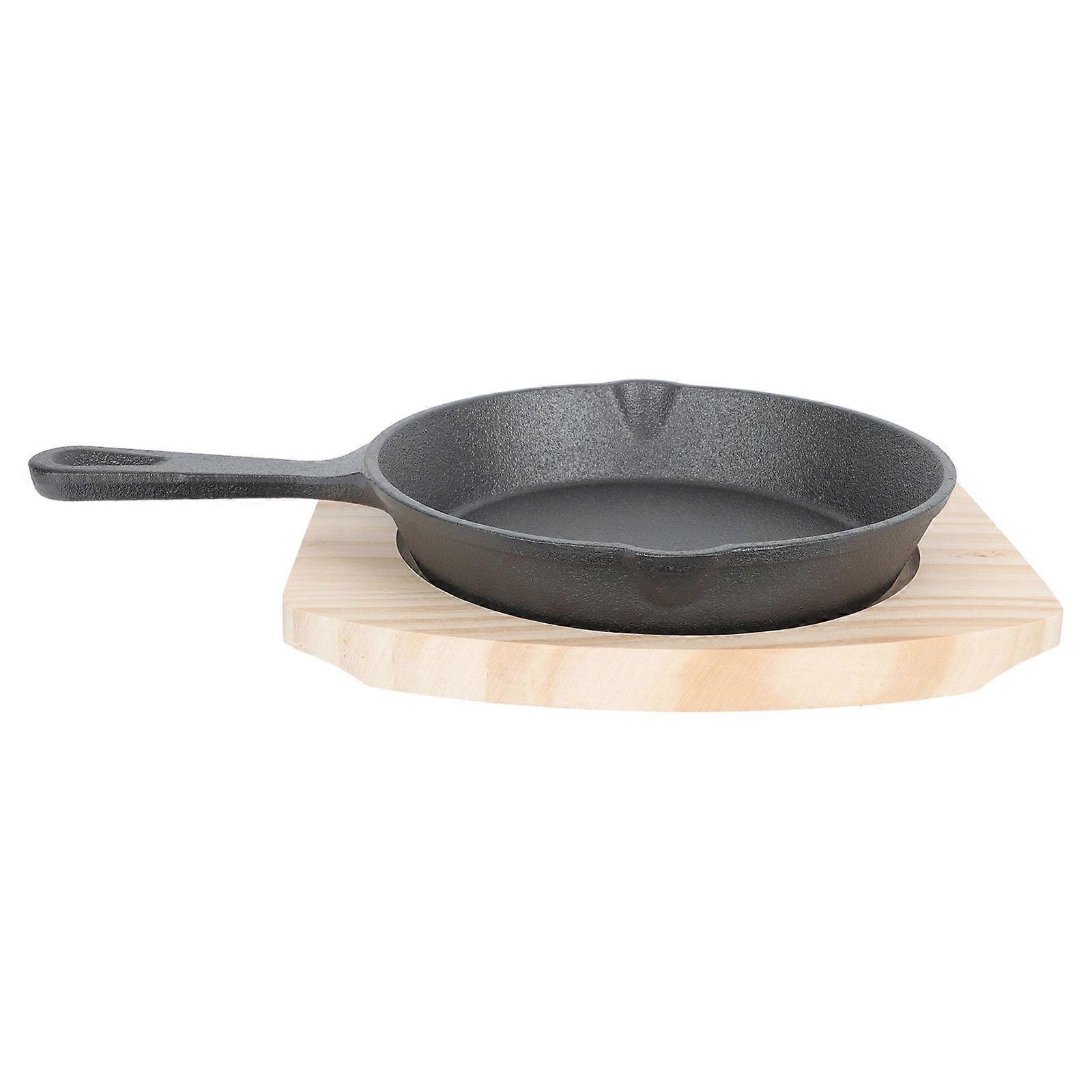Guangmc Egg Frying Pan Non-Stick Omelette Pancake Crepe Pan with Handle and Wooden Mat