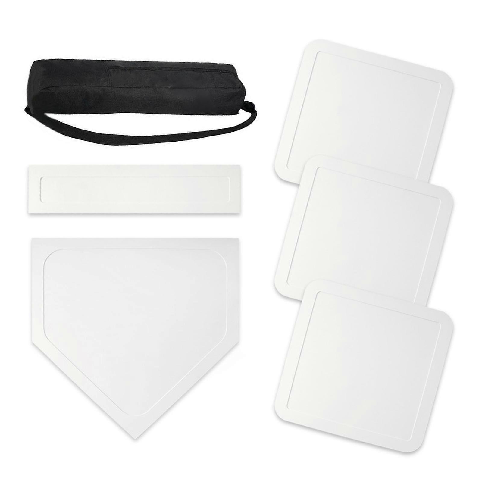 Rubber Baseball And Softball Base Set Exercise Home Plate with Carry Case for Kickball Backyard Game Easy to Use  White