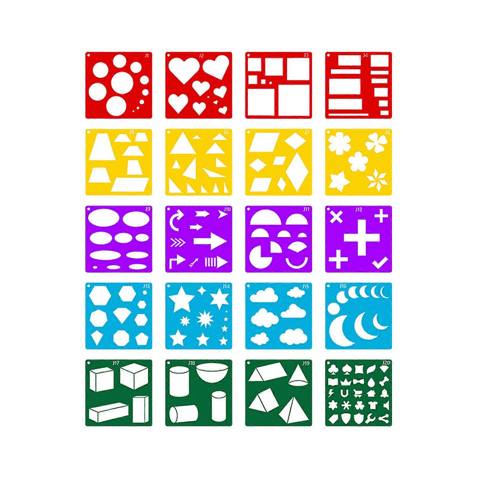 Professional Art Pattern Set 20 Panes Colorful Topological Designs With Environmental Friendly PET Substance Multicolor