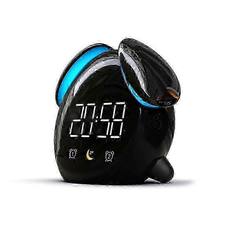 Lighted Alarm Clock, Children's Alarm Clock, Digital Alarm Clock with Snooze Function,,Black, 2 Alarms, 7 Colors Wake-up Lights, LED Timed Night Light