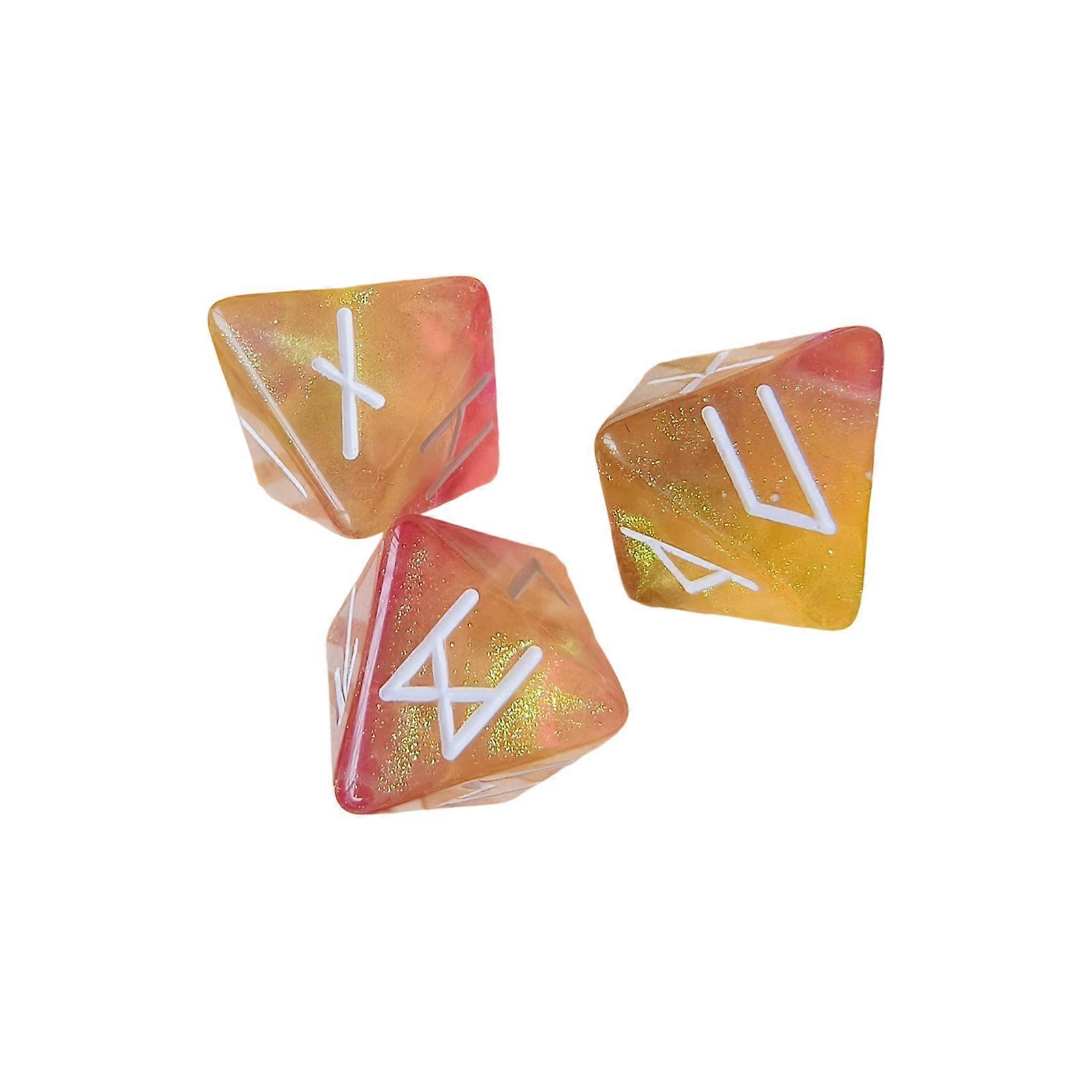 3pcs Mystical Runes Dices Acrylic 8 Sided Dices Tone Assorted Polyhedral Dices with Symbols and Double Tone  Purple and gold