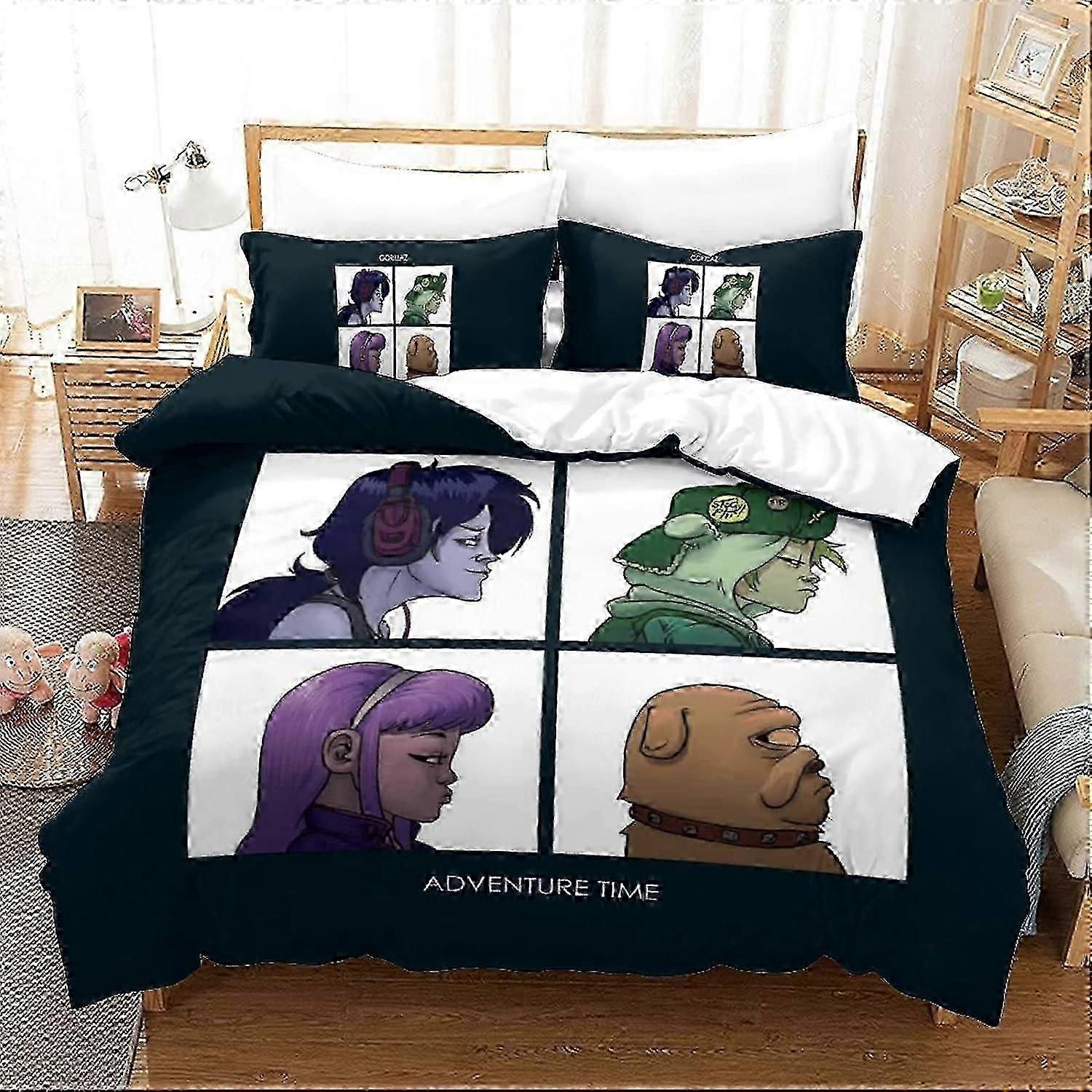 طقم مفروشات من جوريلاز ديكور هيب هوب، موسيقى - طباعة رقمية D - ٪ ستوكات - ناعمة ورققة - مع غطاء لحاف وغطاء مخدة مزدوج 135*200 سم